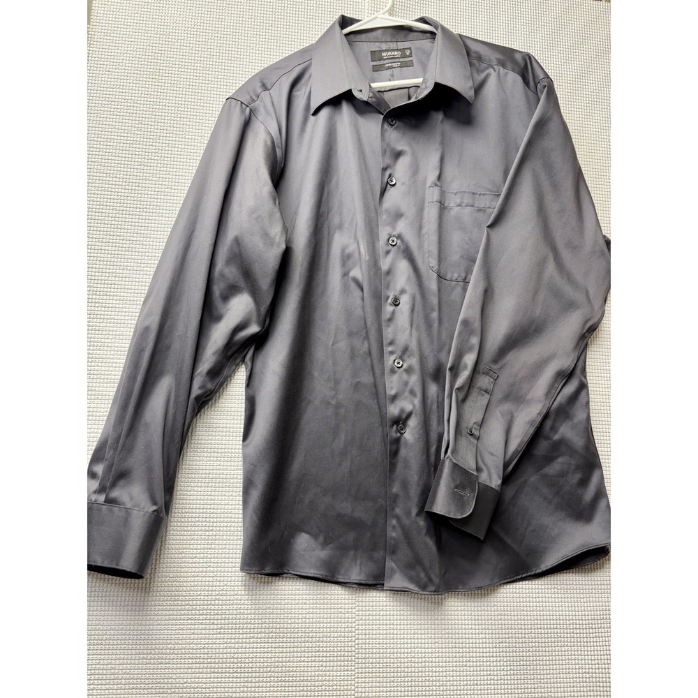 Murano Liquid Gold Men's XL Black Dress Shirt 17 1/2 /35